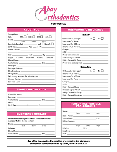 Abay Orthodontics Adult Registration Form