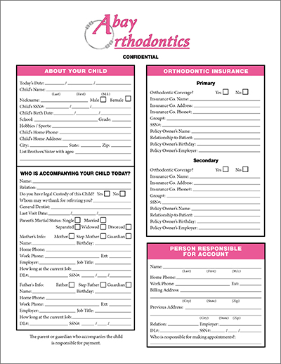 Abay Orthodontics Child Registration Form